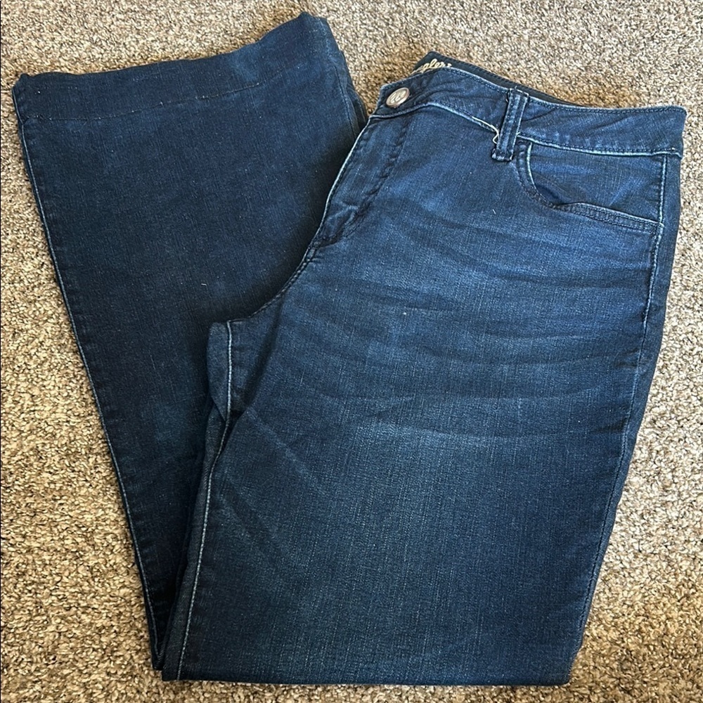 Wrangler Dark Blue Flare Jeans - Women's Wide Leg